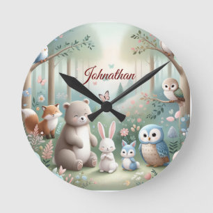 Horloge Ronde Décor de la pépinière, animaux de la mignonne de l