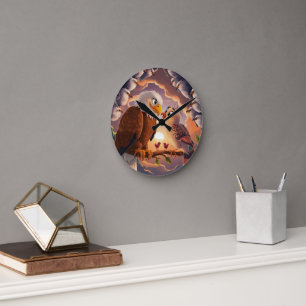 Horloge Ronde Décor romantique Inséparables de pigeon doux pour