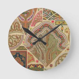 Horloge Ronde Décoration indienne, plat XIX 'd'Orna polychrome