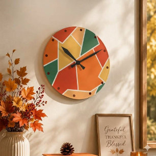 Horloge Ronde Décoration murale géométrique de couleurs d'automn