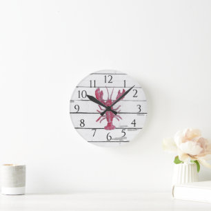 Horloge Ronde Décoration rustique de lambris de homard nautique