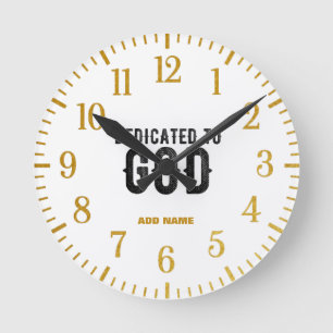 HORLOGE RONDE DÉDIÉ À DIEU PERSONNALISABLE COOL TEXTE NOIR