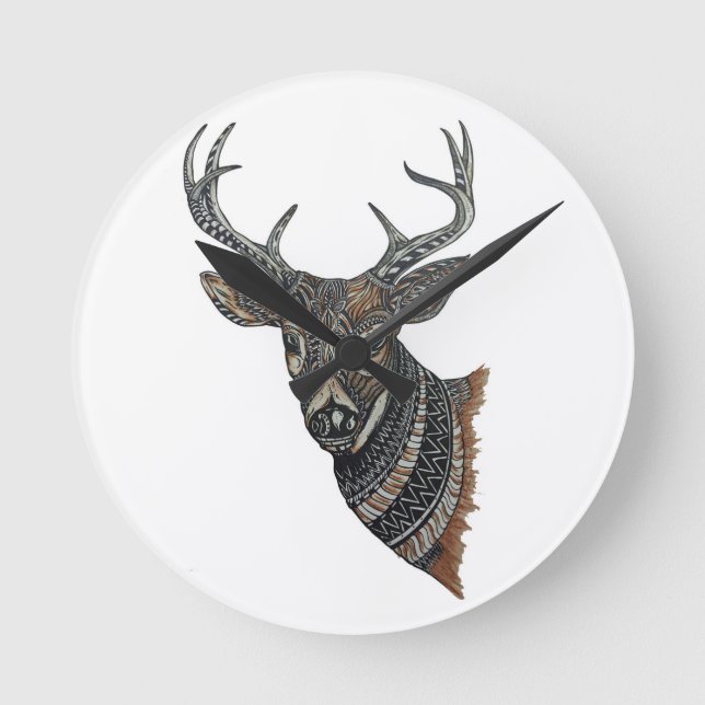 Horloge Ronde Deer Buck avec Intricate Design (Recto)
