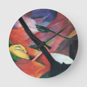 Horloge Ronde Deer in the Forest II par Franz Marc; Reh im Walde