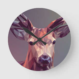 Horloge Ronde Deer Polygons Art Design Graphisme Animal Stag Pos
