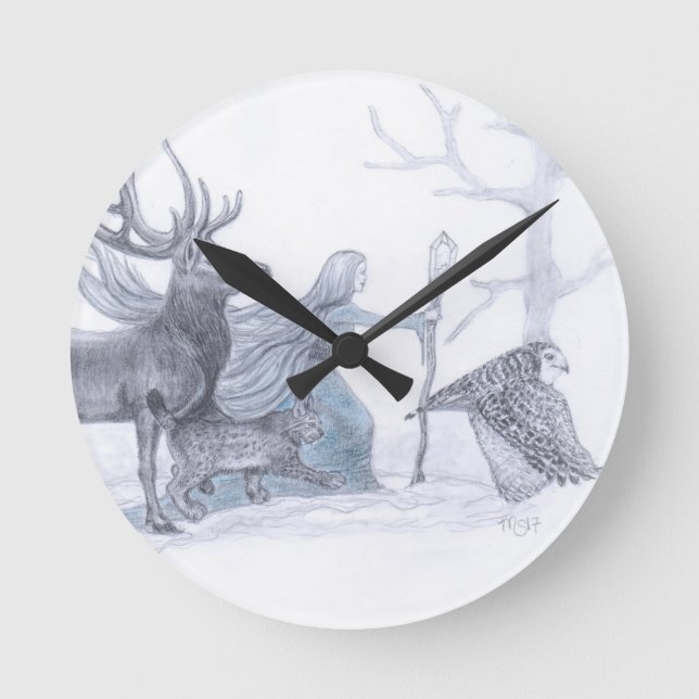 Horloge Ronde Déesse De Cailleach D'Hiver (Recto)