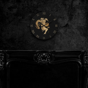 Horloge Ronde Déesse du Zodiaque   Astrologie Cosmologique Gold