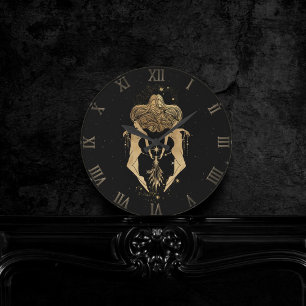 Horloge Ronde Déesse du Zodiaque   Astrologie Gémeaux d'or cosmi