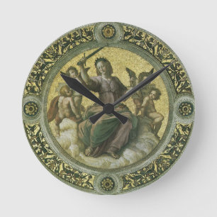 Horloge Ronde Déesse romaine de la justice avec des anges par Ra