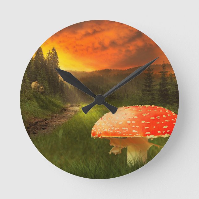 Horloge Ronde Définition du soleil d'automne. (Recto)