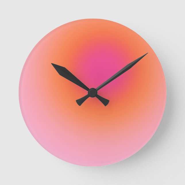 Horloge Ronde Dégradé du lever du soleil - rose beige orange (Recto)