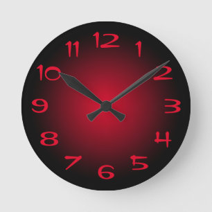 Horloge Ronde Dégradé radial noir et rouge