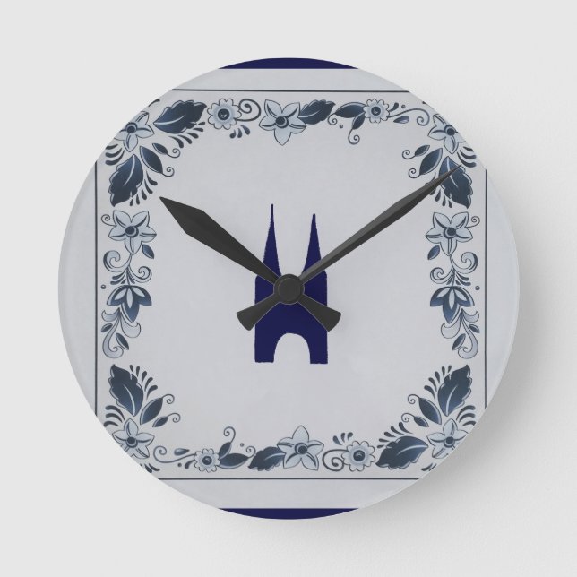 Horloge Ronde Delft blue tile Eastern Gate dans Delft (Recto)