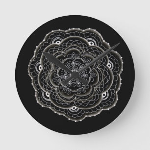 Horloge Ronde Délicat Doodle Floral Doilie