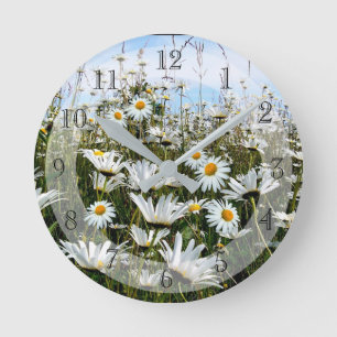 Horloge Ronde Delicate White Daisies
