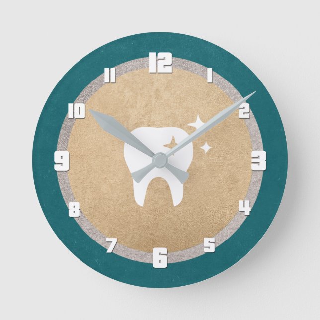 Horloge Ronde Dent | Gold & Silver Cyan Dental (Recto)