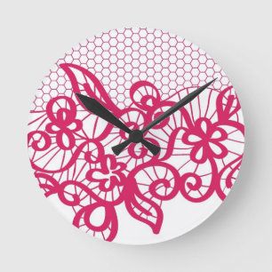 Horloge Ronde Dentelle rouge