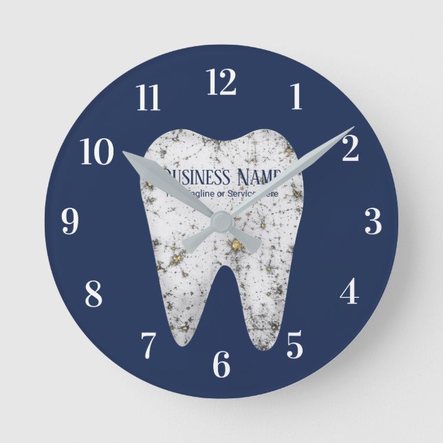 Horloge Ronde Dentist Office Dental Care Modern White Tooth Navy (Recto)