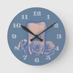 Horloge Ronde Dentist Office Dental Care Vintage Floral Tooth