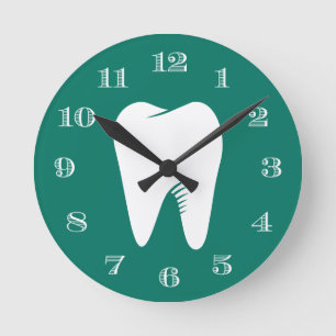 Horloge Ronde Dentist Office Dental Care White Tooth Teal Green