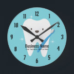 Horloge Ronde Dentiste Bureau Soins dentaires Sourire dent<br><div class="desc">Dentist Office Dental Care Tooth & Toothbrush Clocks.</div>