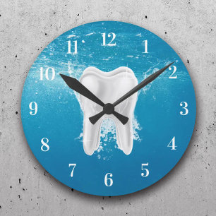 Horloge Ronde Dentiste dentaire 3D Bureau dentaire Eau Bleu