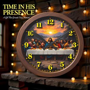 Horloge Ronde Dernier Repas Coucher de Soleil au Bord du Lac