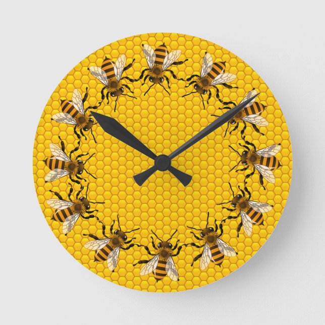 Horloge Ronde Des abeilles de miel réalistes sur Honeypeb Time (Recto)