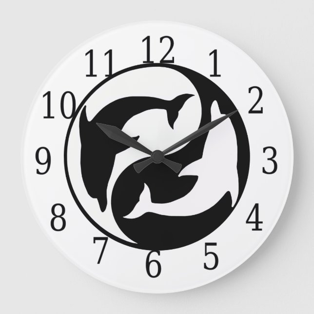 Horloge ronde des dauphins Yin Yang (Recto)