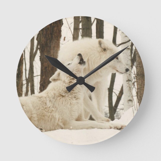 Horloge ronde des loups de l'Arctique (Recto)