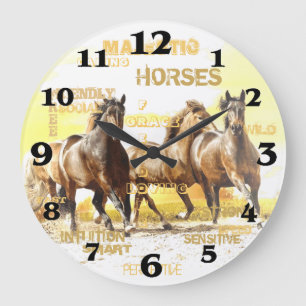 Horloge ronde des majestueux chevaux - Grande