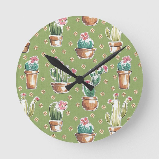 Horloge Ronde Desert Bloom | Pattern vert (Recto)