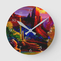 Desert Peint par l'horloge ronde du coucher du sol