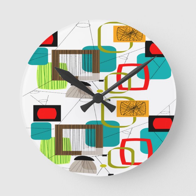 Horloge Ronde Design abstract de Mid-Century (Recto)