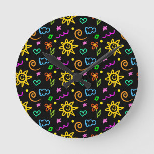 Horloge Ronde Design coloré de l'arrière - plan pour les enfants