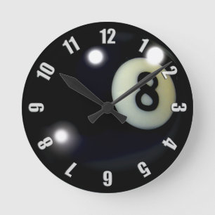 Horloge Ronde Design de Black 8 Ball Clock