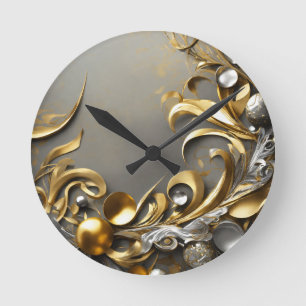 Horloge Ronde Design de feuille d'or