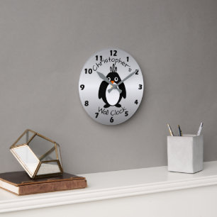 Horloge Ronde Design de pingouin personnalisé