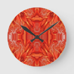 Horloge Ronde Design délicat de la plume fractée - rouge