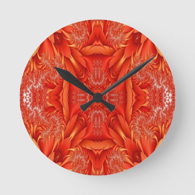 Horloge Ronde Design délicat de la plume fractée - rouge (Recto)