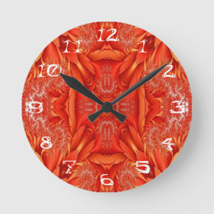 Horloge Ronde Design délicat de la plume fractée - rouge