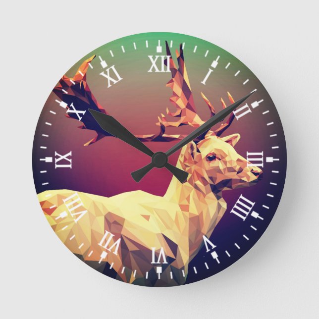 Horloge Ronde Design en polygone de cerf (Recto)
