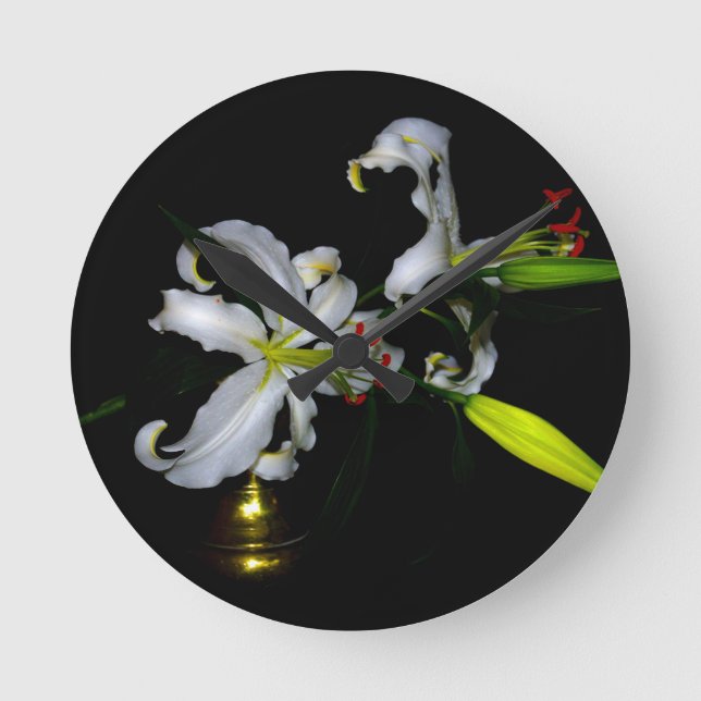 Horloge Ronde Design irlandais en laiton et en fleur (Recto)