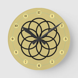 Horloge Ronde Design moderne noir et jaune or