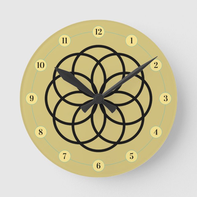 Horloge Ronde Design moderne noir et jaune or (Recto)