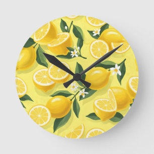 Horloge Ronde Design Motif citron sans couture