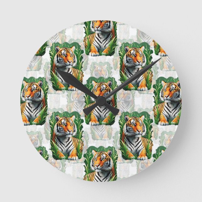 Horloge Ronde Design Motif de tigre (Recto)