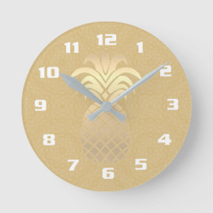 Horloge Ronde Design propre et élégant d'ananas sur bronzage cla