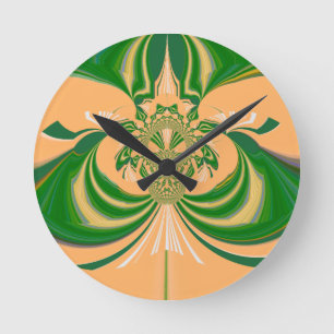 Horloge Ronde Design vert jaune.