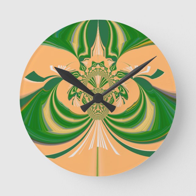 Horloge Ronde Design vert jaune. (Recto)